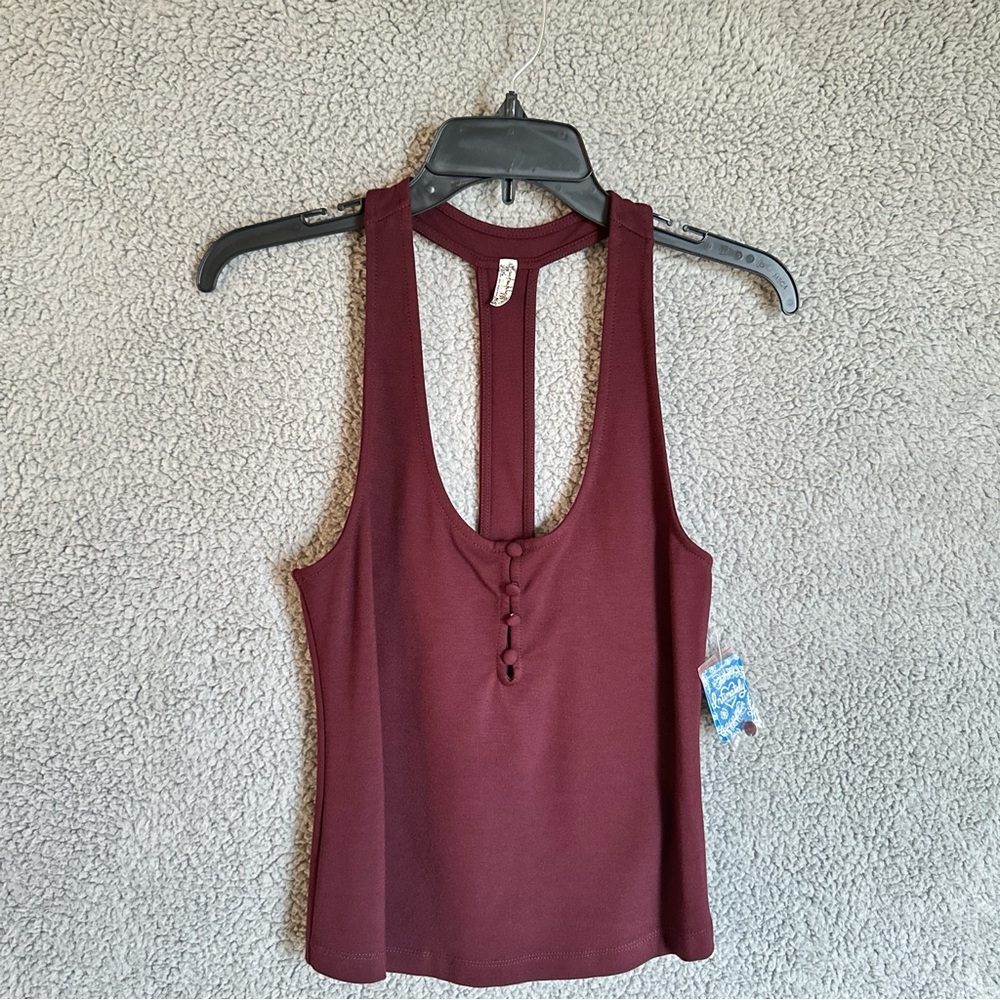 Free People Elegant Burgundy Sleeveless Top
